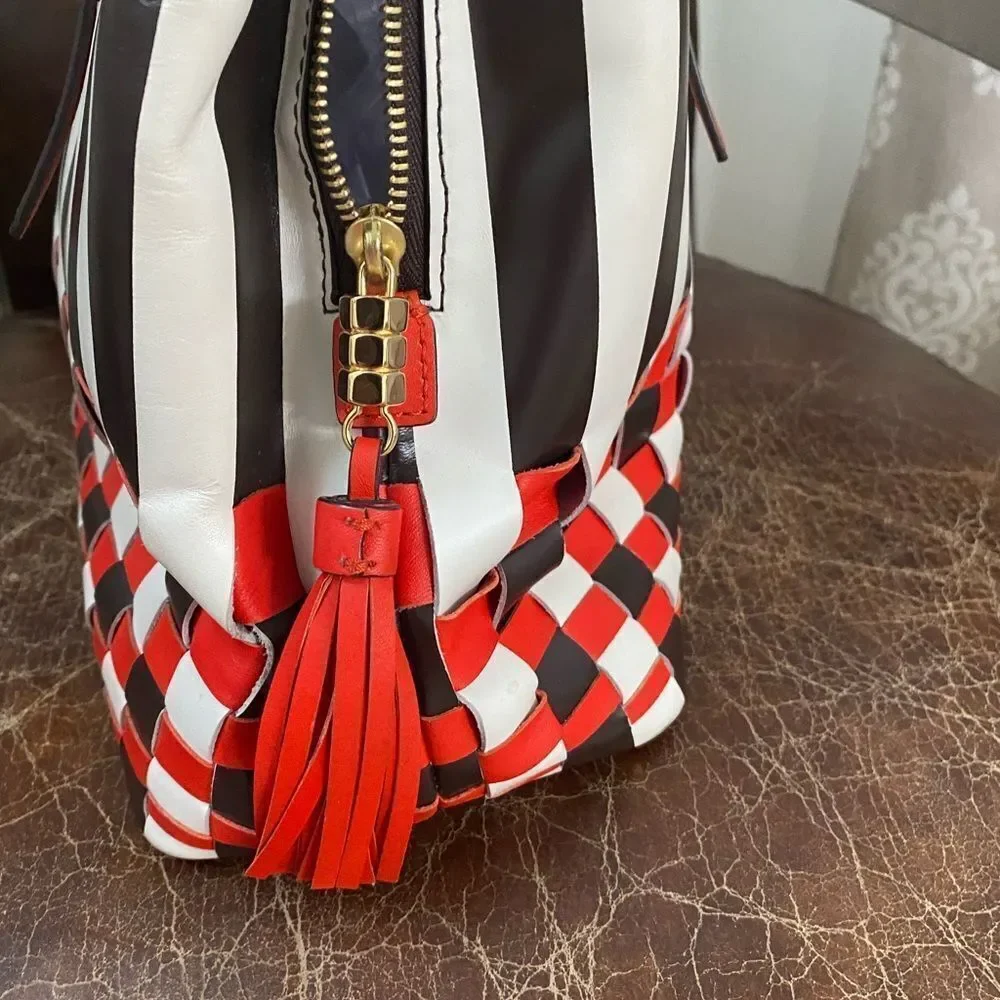 Henri Bendel Leather Centennial Stripe Satchel